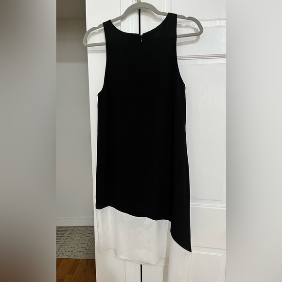 CLUB MONACO BLACK AND WHITE ASYMMETRICAL SILK DRESS size 2 NWT - Picture 9 of 10